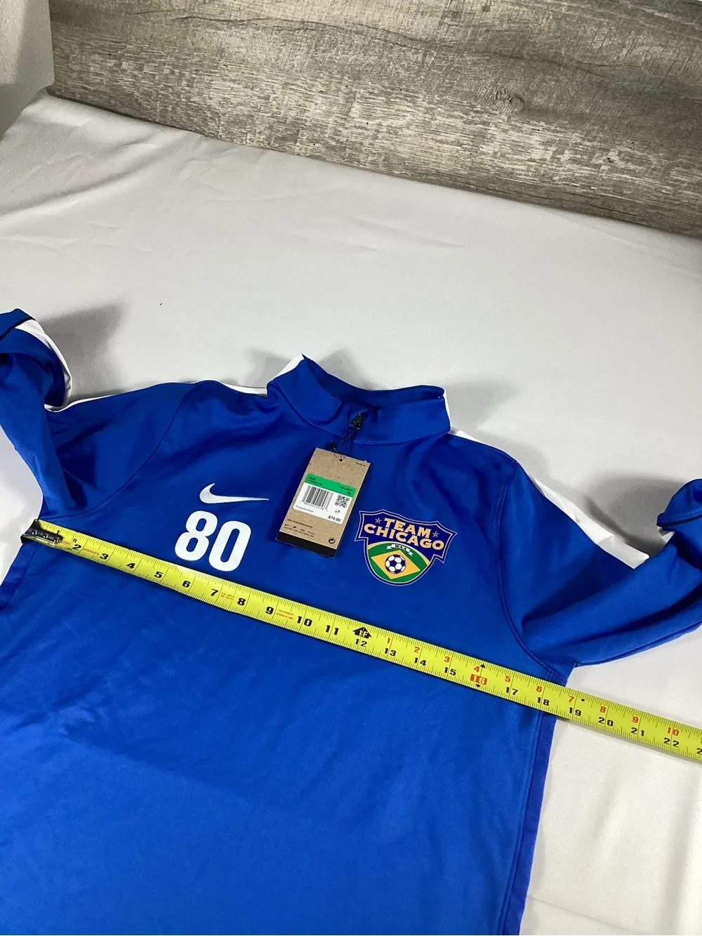 Nike Royal Blue Long Sleeve Soccer Training Top with White Accents